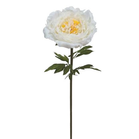 XL Διακοσμητικό συνθετικό λουλούδι Παιώνια Λευκό 33x110cm