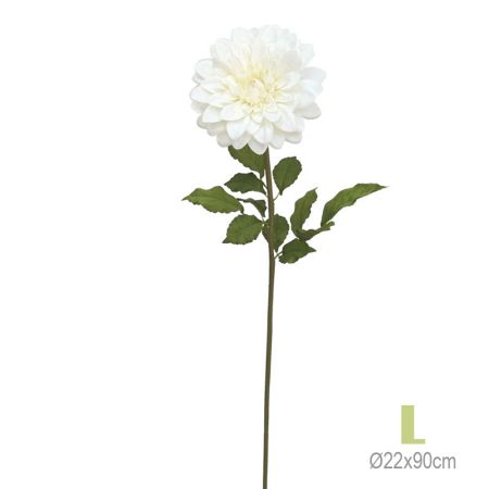 XL Διακοσμητικό Συνθετικό Λουλούδι Ντάλιας Εκρού 22x90cm