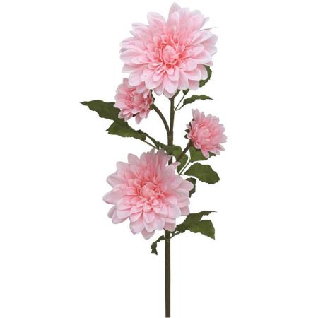 XL Διακοσμητικό συνθετικό λουλούδι με 4 άνθη Ντάλιας Ροζ 26x10cm