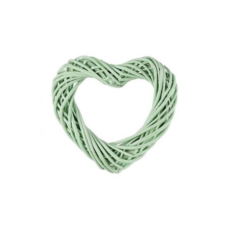 Διακοσμητική Ξύλινη Καρδιά πλεκτή Πράσινο Μέντας 20x20x5cm
