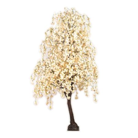 Τεχνητό δέντρο κερασιά με εκρού κρεμαστά άνθη σε βάση 310cm