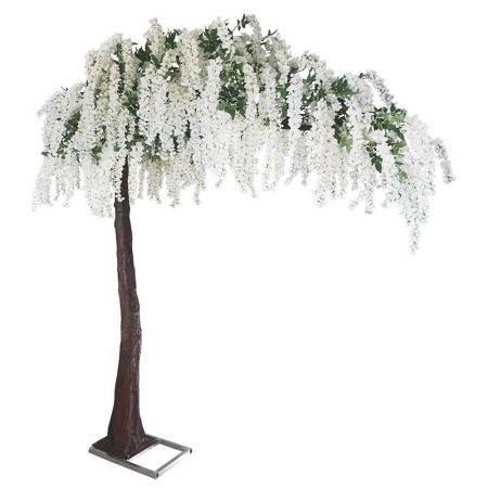Τεχνητό δέντρο Ακακία πλάγια με Λευκά άνθη σε βάση 310cm