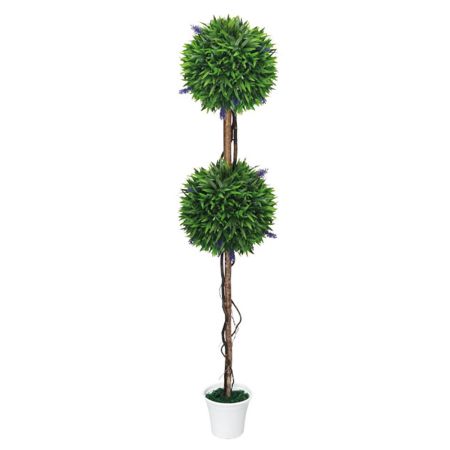 Τεχνητό φυτό Λεβάντα 2 μπάλες σε γλάστρα με φυσικό κορμό 28x130cm