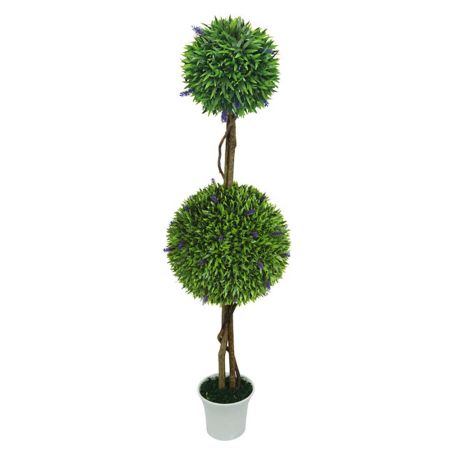 Τεχνητό φυτό Λεβάντα 2 μπάλες σε γλάστρα με φυσικό κορμό 28-38x130cm