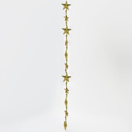 Χριστουγεννιάτικη γιρλάντα με αστέρια και μπάλες glitter Χρυσή 200cm