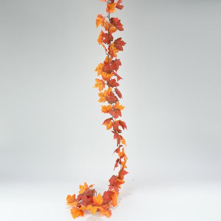 Διακοσμητική γιρλάντα με φύλλα Σφένδαμου Πορτοκαλί-Καφέ 180cm