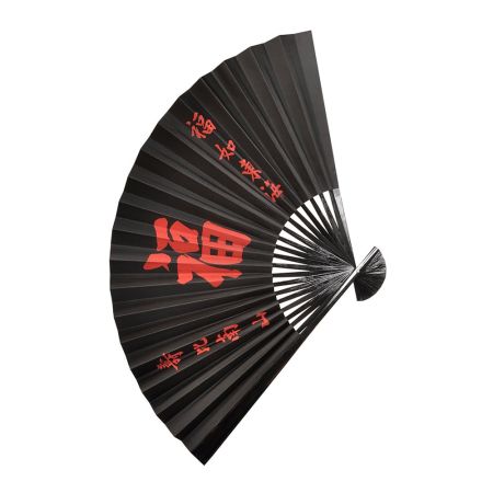 Διακοσμητική Χάρτινη βεντάλια με Κινέζικα σχέδια Μαύρο-Κόκκινο 60cm