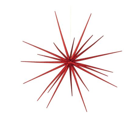 Christmas hanging Sputnik star with glitter Red 38cm