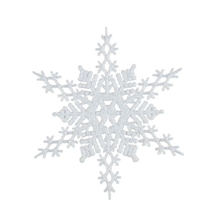 Διακοσμητική κρεμαστή χιονονιφάδα Λευκή με glitter 22cm