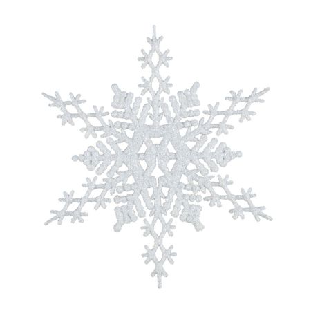 Διακοσμητική κρεμαστή χιονονιφάδα Λευκή με glitter 28cm
