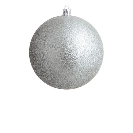 Χριστουγεννιάτικη μπάλα πλαστική με glitter Ασημί 10cm