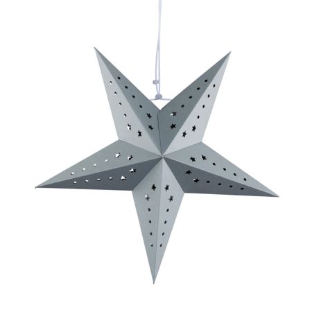 Hanging christmas folding star with perforated shaped stars Grey 40cm