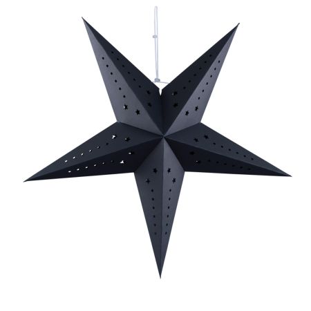 Hanging christmas folding star with perforated shaped stars Black 60cm
