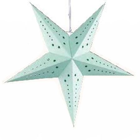 Hanging christmas folding star with perforated shaped stars Pastel green 60cm