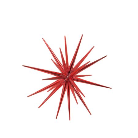 Χριστουγεννιάτικο κρεμαστό αστέρι σε σχήμα δορυφόρου Sputnik με glitter Κόκκινο 21cm