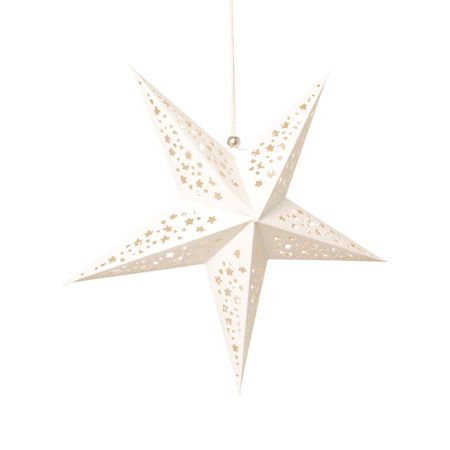 Hanging christmas folding star with holes star pattern White 40cm