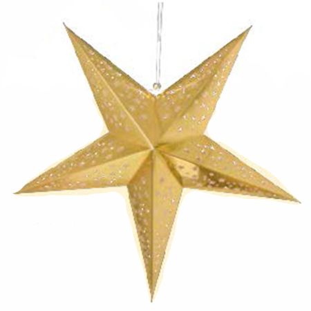 Hanging christmas folding star with perforated shaped stars Gold 60cm