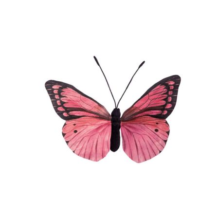 Διακοσμητική πεταλούδα χάρτινη με σύρμα Ροζ 25x25cm