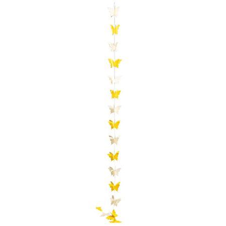 Διακοσμητική γιρλάντα με Λευκές και Κίτρινες πεταλούδες 250cm