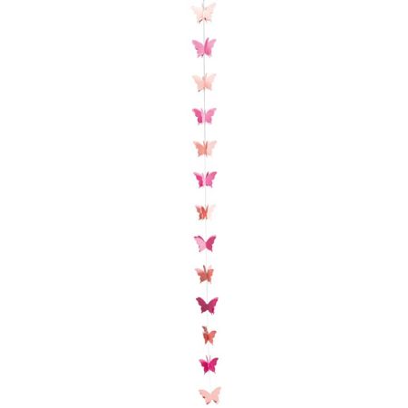 Διακοσμητική γιρλάντα με Ροζ και Φούξια πεταλούδες 250cm