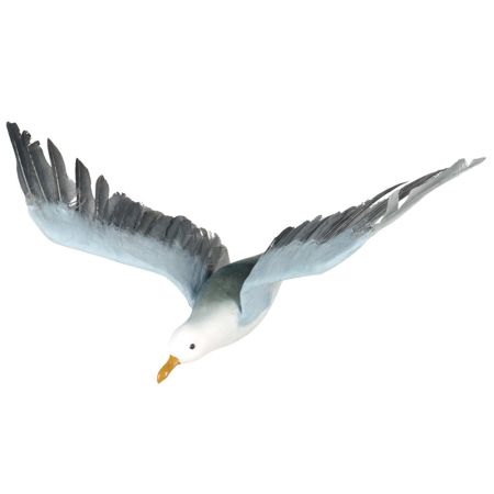 Διακοσμητικός τεχνητός γλάρος που πετάει με φυσικά φτερά Λευκό - Γαλάζιο 75x35cm