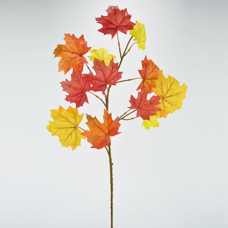 Τεχνητό κλαδί με φύλλα σφενδάμου Κόκκινο - Πορτοκαλί 86cm