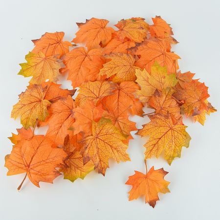 Σετ 36τχ Φθινοπωρινά φύλλα Σφένδαμου - Πορτοκαλί 13cm