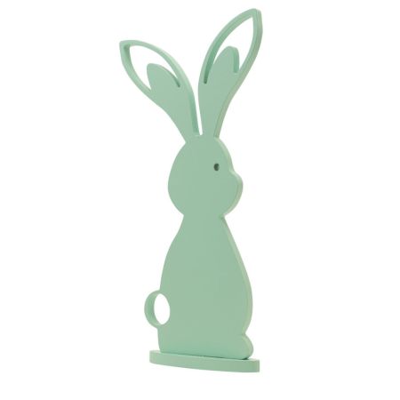 Decorative Wooden rabbit figure Light green 38x13cm