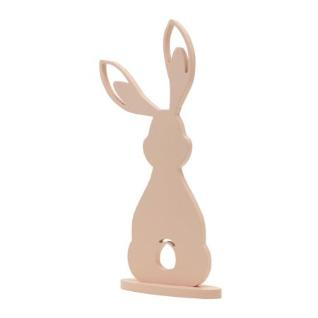 Decorative Wooden rabbit figure Pink 38x13cm