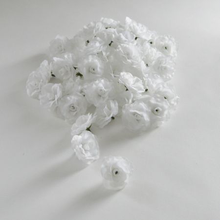 Σετ 48τμχ Διακοσμητικά άνθη τριαντάφυλλου Λευκό 4cm