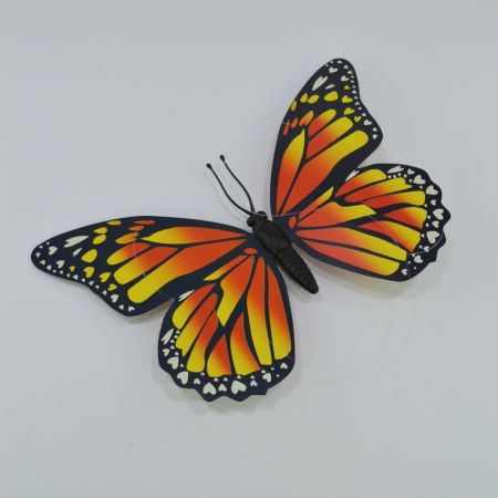 Διακοσμητική πεταλούδα PVC Πορτοκαλί-Κόκκινη, 21x30 cm