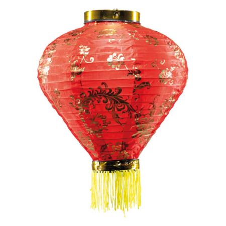 Διακοσμητικό Κινέζικο υφασμάτινο φαναράκι Κόκκινο με κρόσσια 30cm