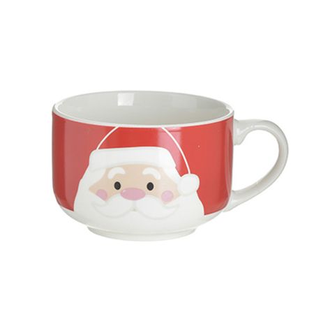 Inart Porcelain XMAS cup with Santa Claus Red-White 500cc 15x12x8cm 2-60-399-0001