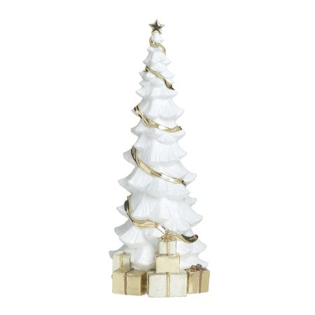 Inart Christmas tree with gifts RESIN White/Gold Φ19Χ50 2-70-225-0094