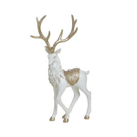 Decorative polyresin reindeer White-Gold 18x13x36cm