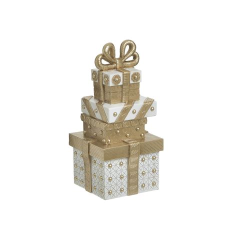 Inart Κουτί δώρου resin  Λευκό-Χρυσό 20x20x41cm 2-70-351-0044