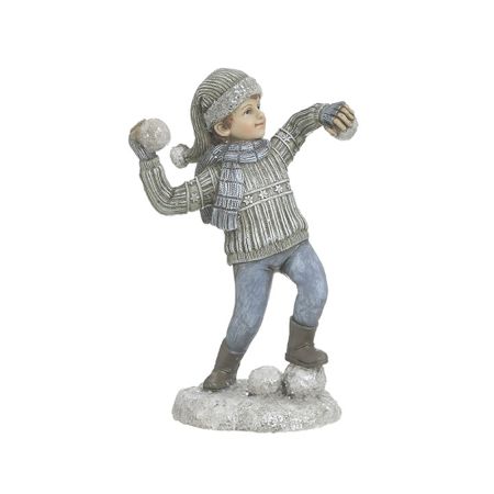 Inart Boy in snow resin Grey 9x8x20cm 2-70-922-0080