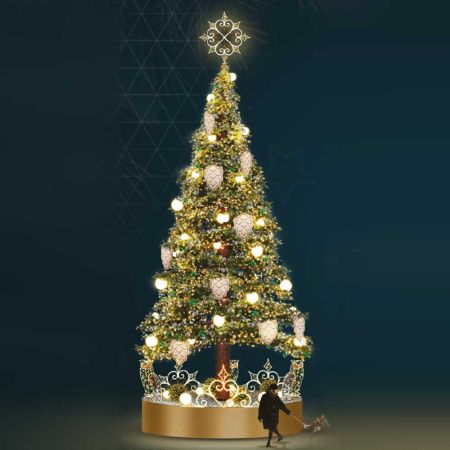 XL Χριστουγεννιάτικο δέντρο Giand Tree - στρογγυλή βάση με LED και στολισμό 10,80m