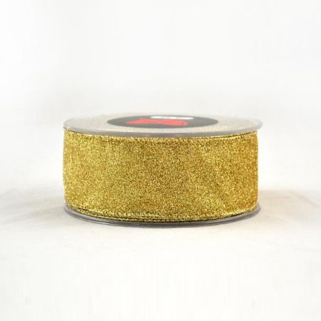 Χριστουγεννικάτικη κορδέλα με glitter Χρυσή 4,3cmx9m