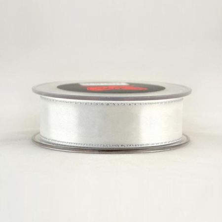 Christmas satin ribbon with metal shine sewing White 3mmx45m