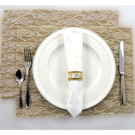 Decorative fabric Placemat with Lace Ivory 35x40cm