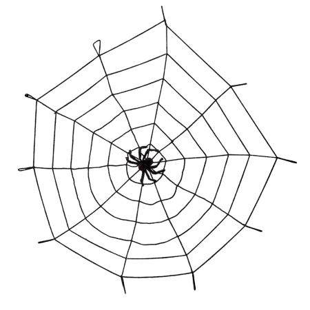 Διακοσμητικός Ιστός αράχνης ελαστικός με αράχνη Μαύρο 150cm