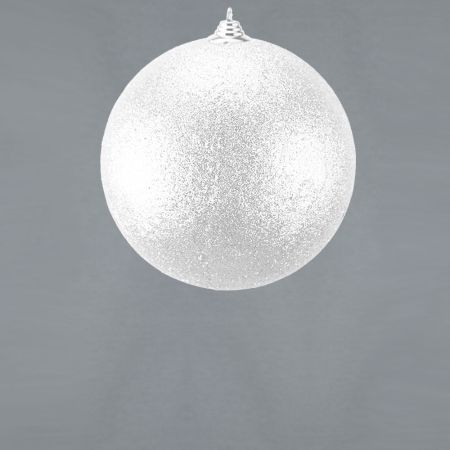 XL Διακοσμητική χριστουγεννιάτικη μπάλα Glitter Λευκή 18cm 