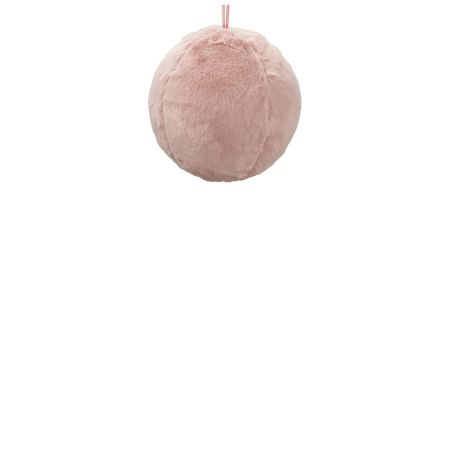 Κρεμαστή χριστουγεννιάτικη γούνινη μπάλα Ροζ 20cm 
