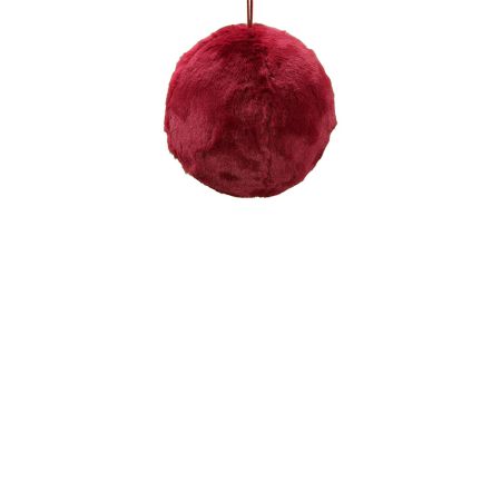 Κρεμαστή χριστουγεννιάτικη γούνινη μπάλα Κόκκινο σκούρο 20cm 
