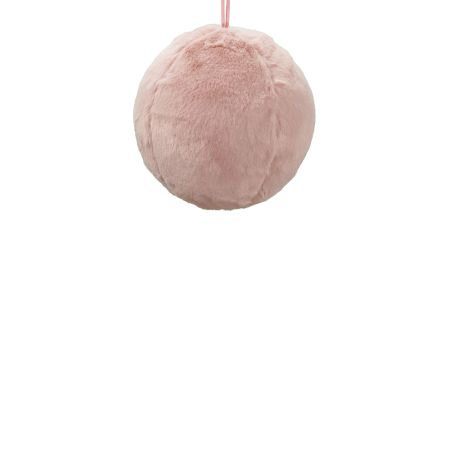  Κρεμαστή χριστουγεννιάτικη γούνινη μπάλα Ροζ 25cm  