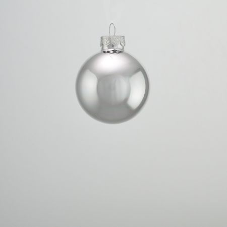Χριστουγεννιάτικη μπάλα γυάλινη Ασημί γυαλιστερό 6cm