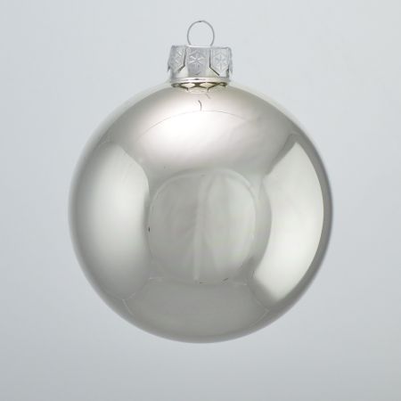 Χριστουγεννιάτικη μπάλα γυάλινη Ασημί γυαλιστερό 10cm