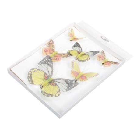 Σετ 6τχ Διακοσμητικές υφασμάτινες mini πεταλούδες με κλιπ 5-12cm