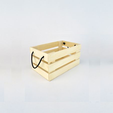 Decorative Wooden Crate with Rope Handles 20x14x10cm 